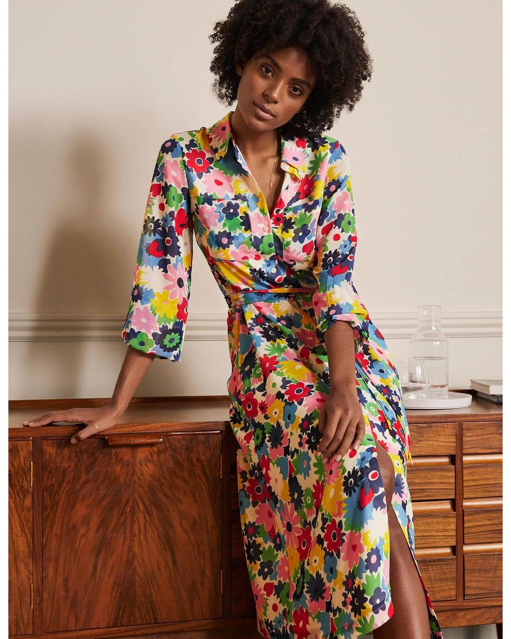 Boden Abigail Midi Shirt Dress in White | Lyst