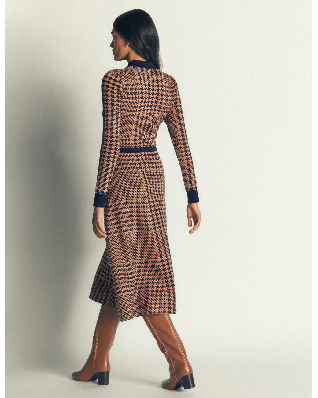 Boden Brown Fiona Zip Front Knitted Dress