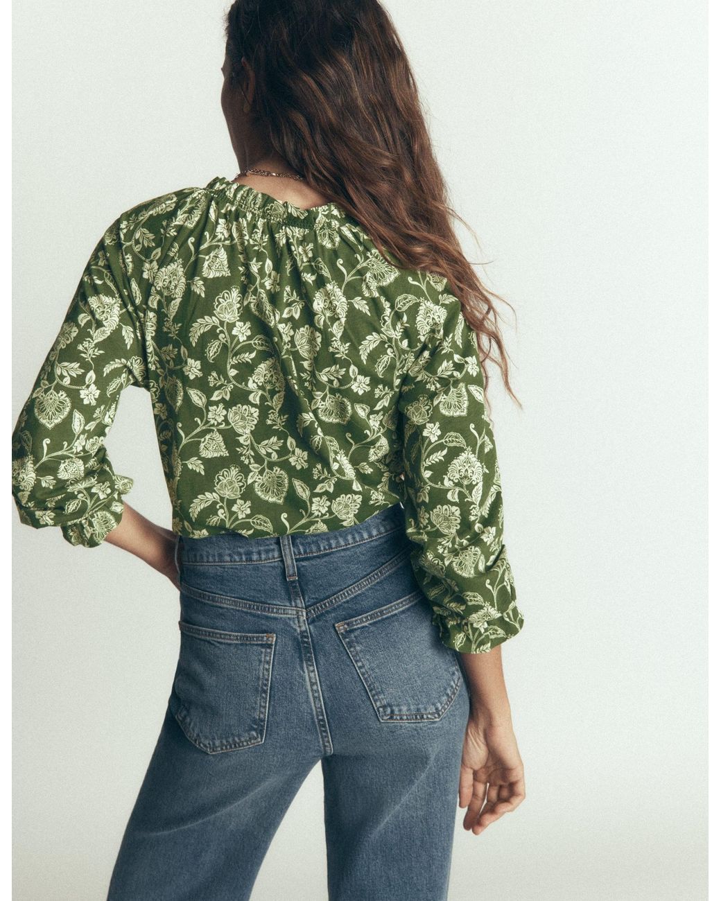 Boden Green Pia Ruffle Detail Top