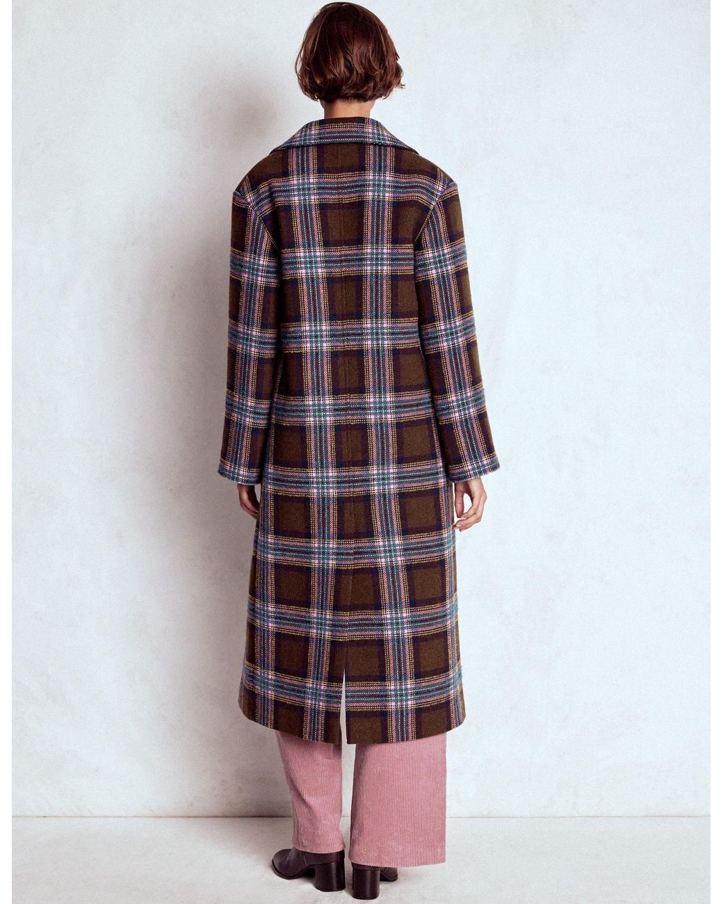 Boden Multicolor Cocoon Wool Coat- And Check