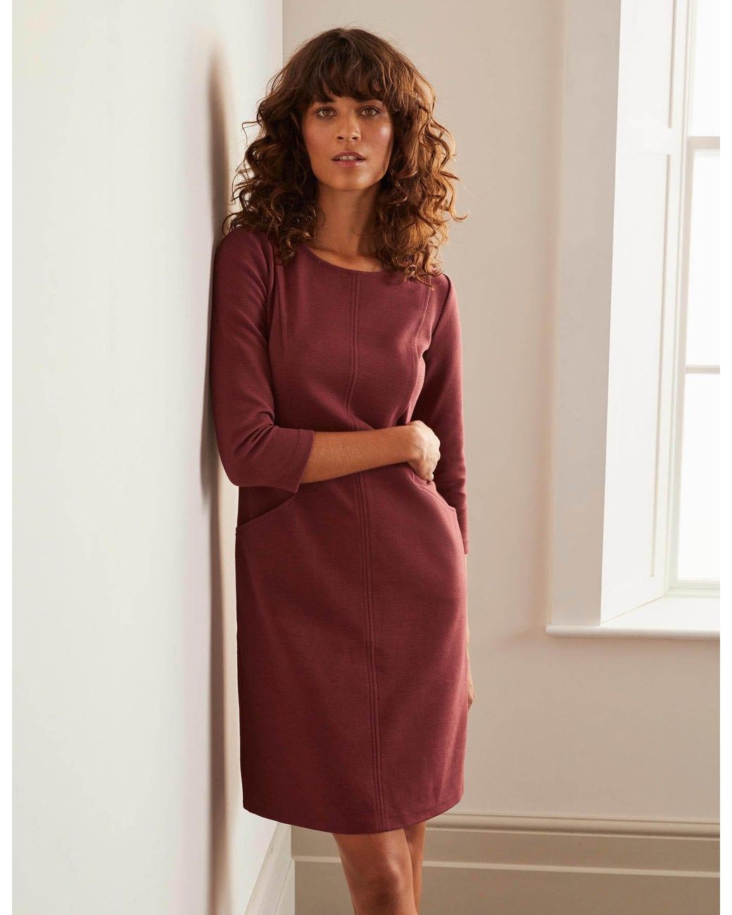 Boden Ellen Ottoman Dress Maroon in Brown Lyst