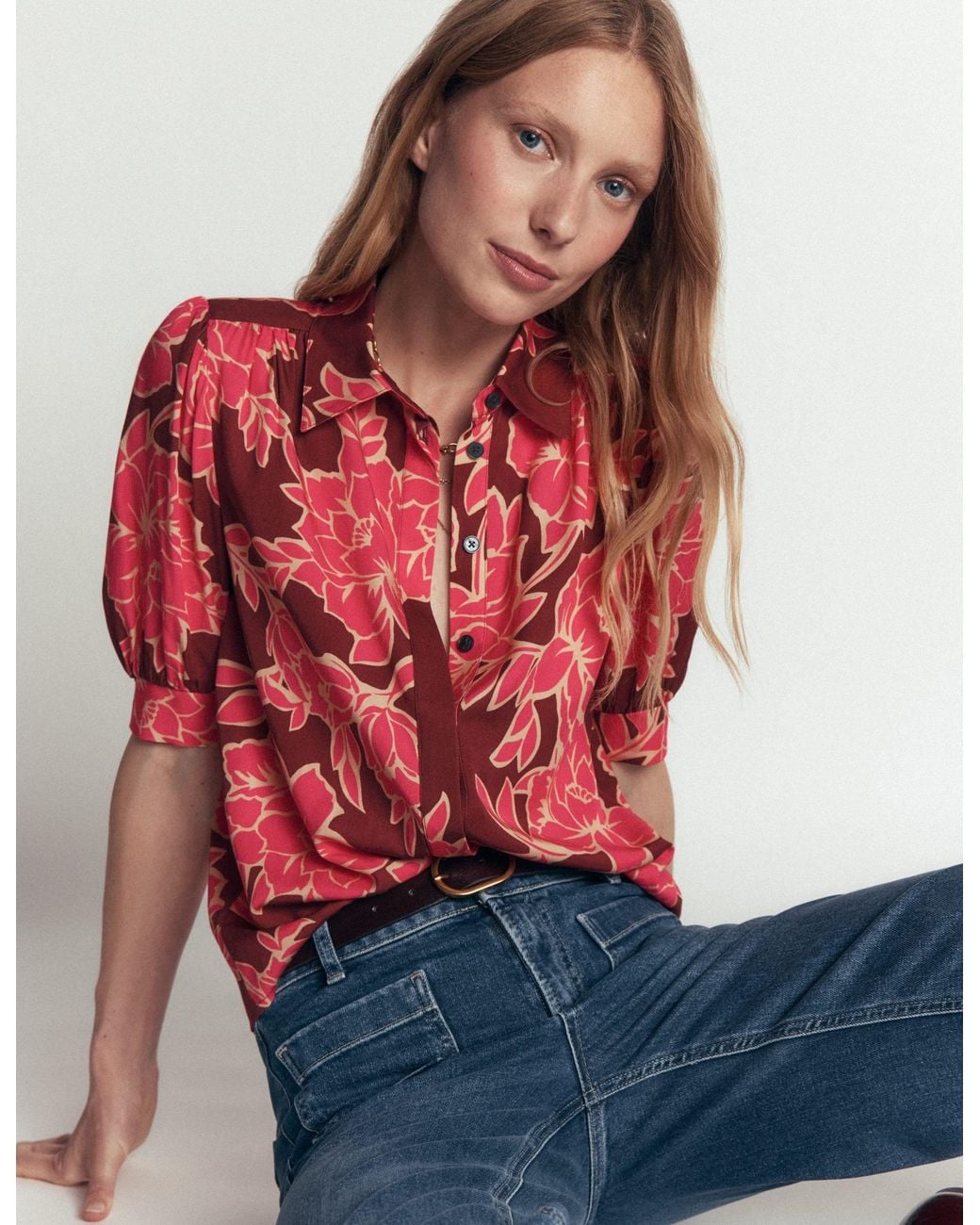 Boden Red Penelope Viscose Top
