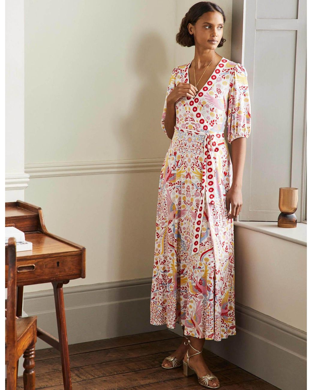 Boden Fixed Wrap Jersey Maxi Dress , Enchanting Peacock | Lyst