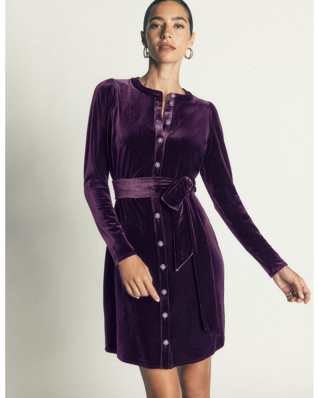 Boden Purple Honor Short Velvet Dress