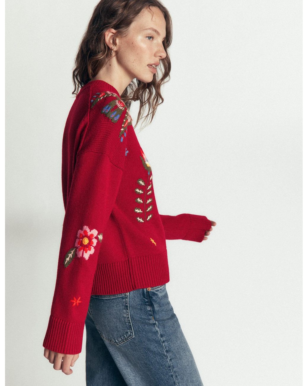 Boden Ella Embroidered Knit Sweater