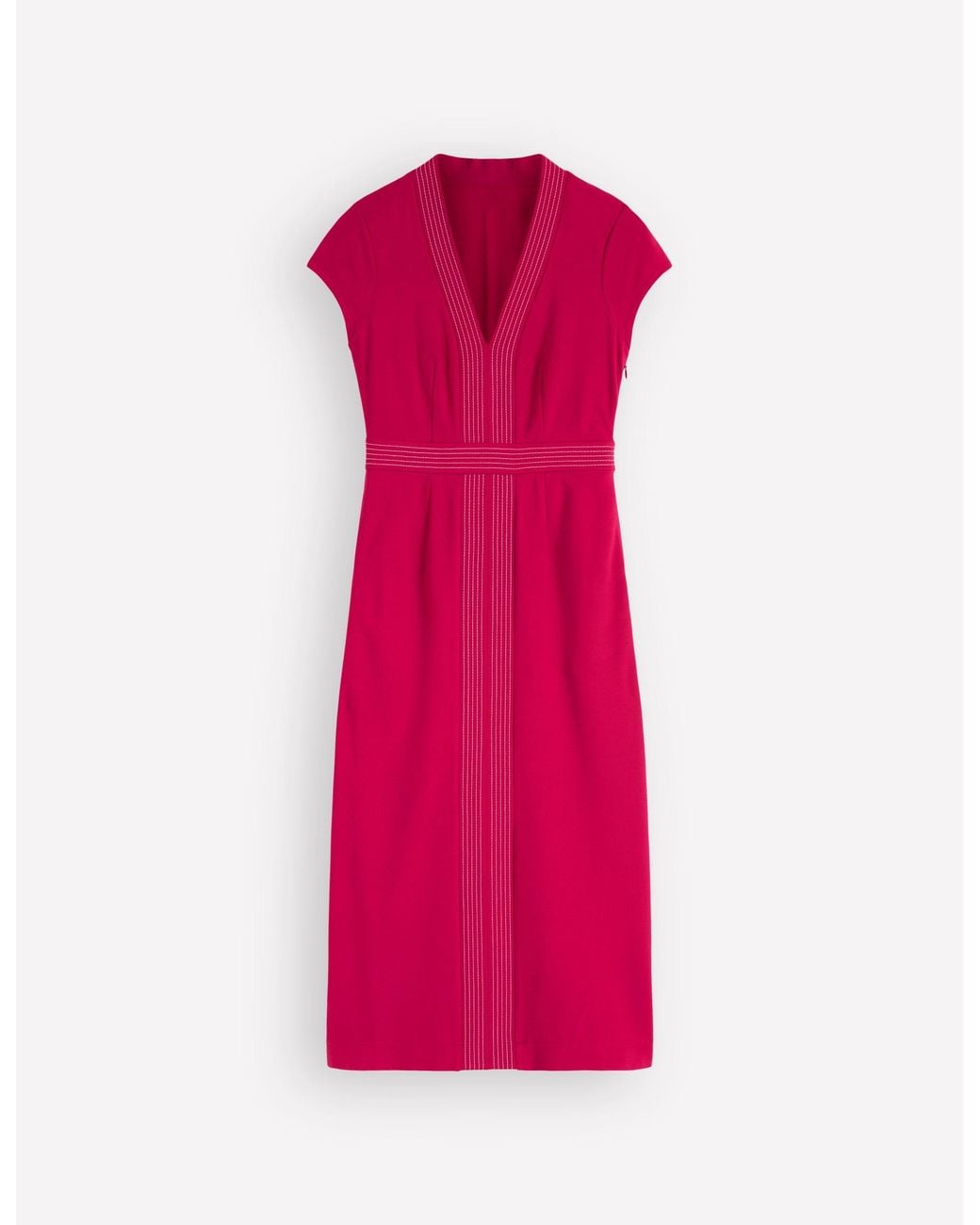 Boden Red Topstitch V-Neck Ponte Dress