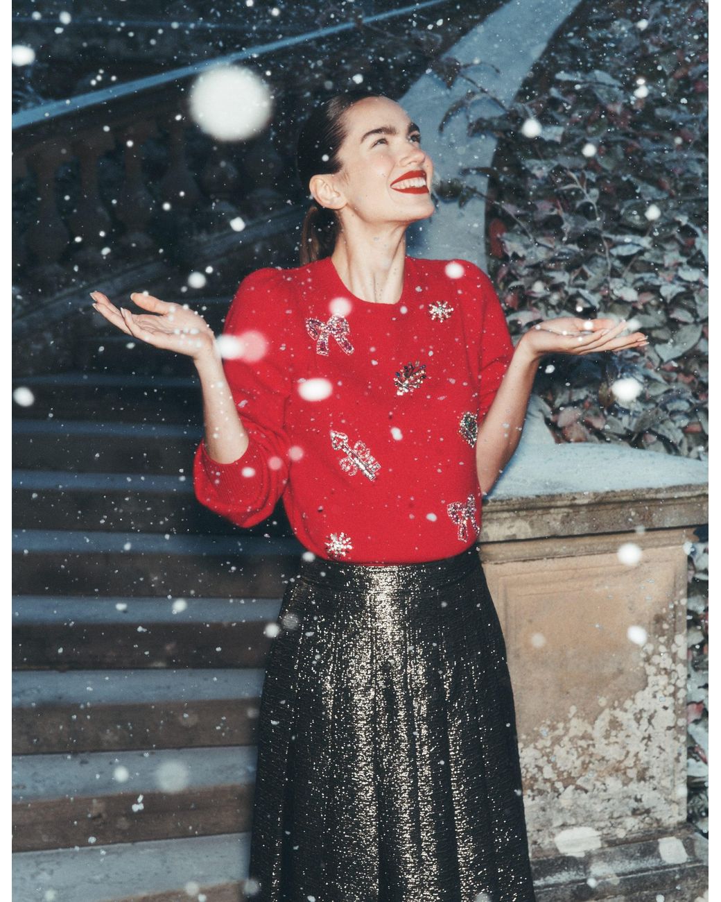 Boden Red Ria Embellished Knit Jumper