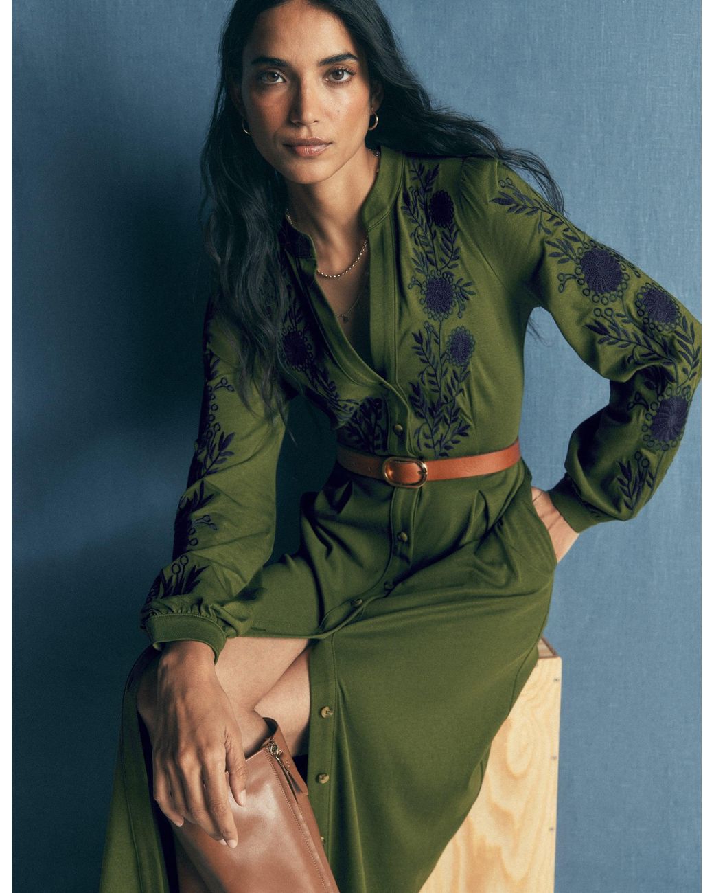 Boden Green Juliet Jersey Midi Dress