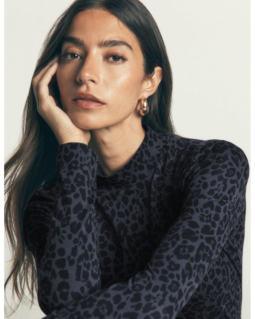 Boden Blue High Neck Jersey Top