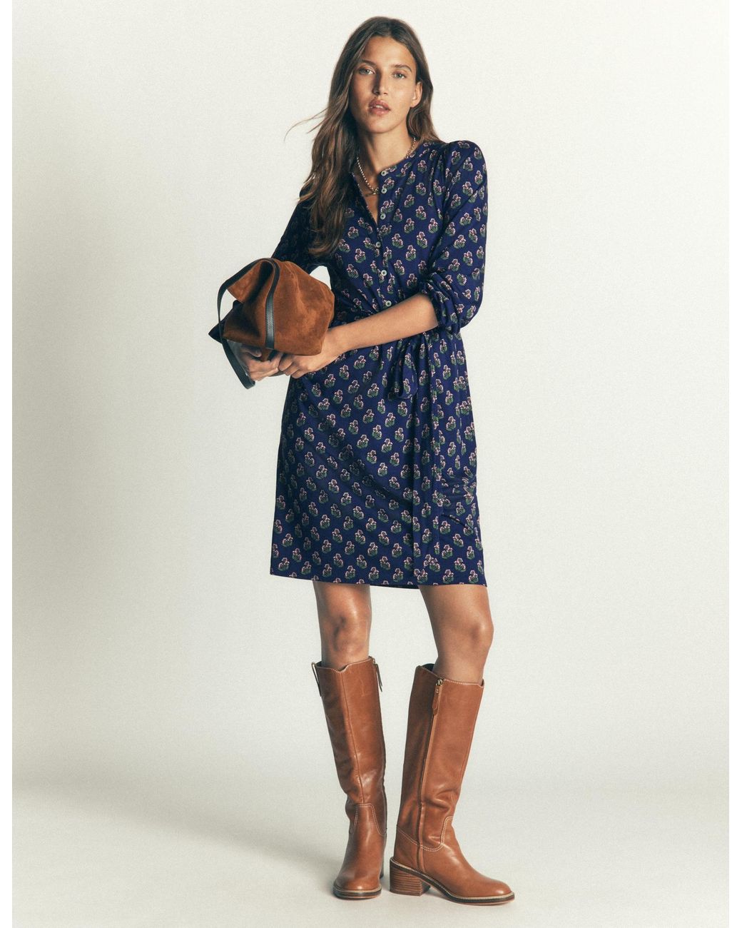 Boden Gray Adele Belted Jersey Dress