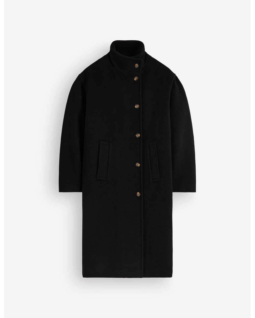 Boden Gray Funnel Neck Longline Wool Coat