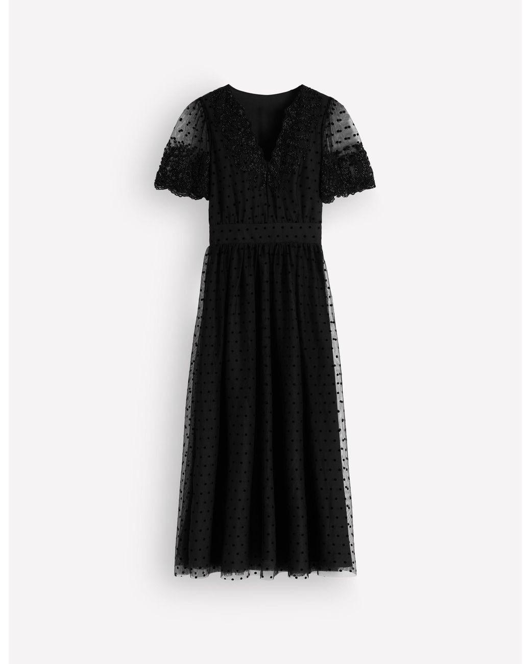 Boden Black Embroidered Tulle Maxi Dress