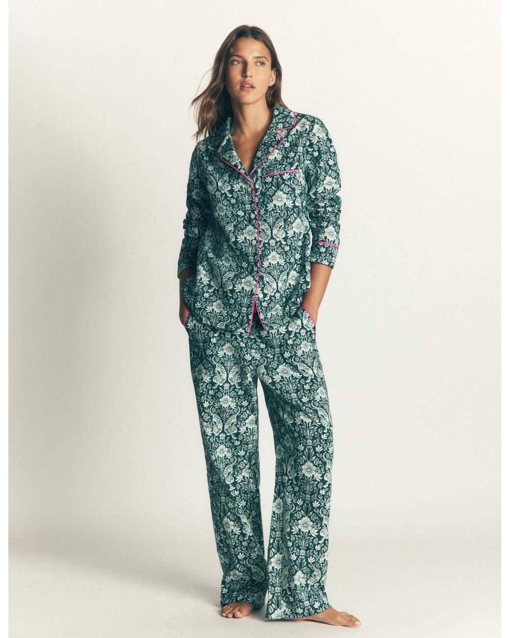 Boden Blue Brushed Cotton Pyjama Shirt