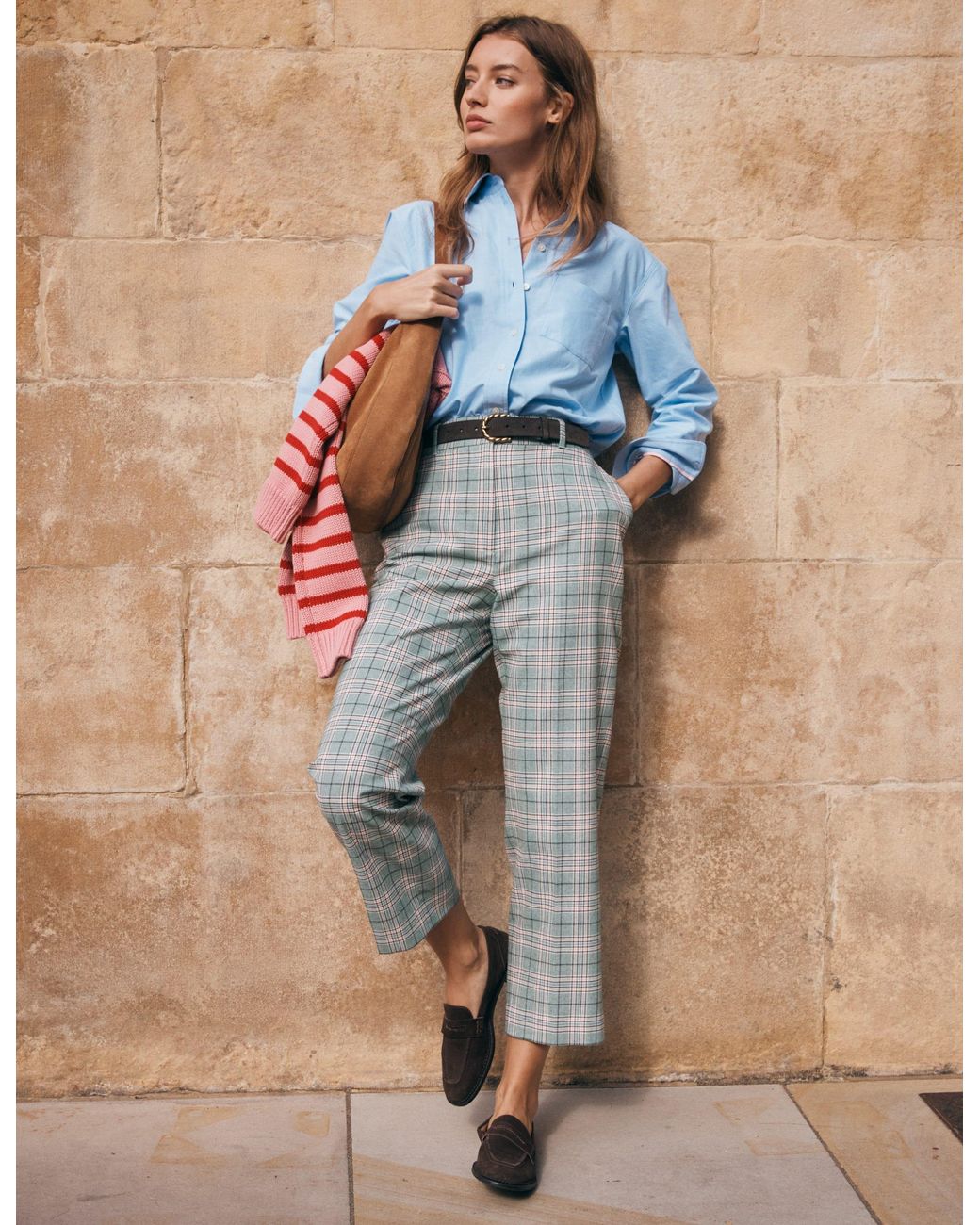 Boden Blue Canonbury Tailored Trousers- And Check