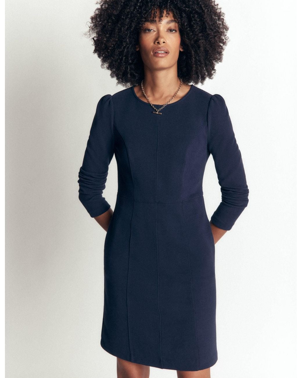 Boden Blue Marla Seamed Ottoman Dress