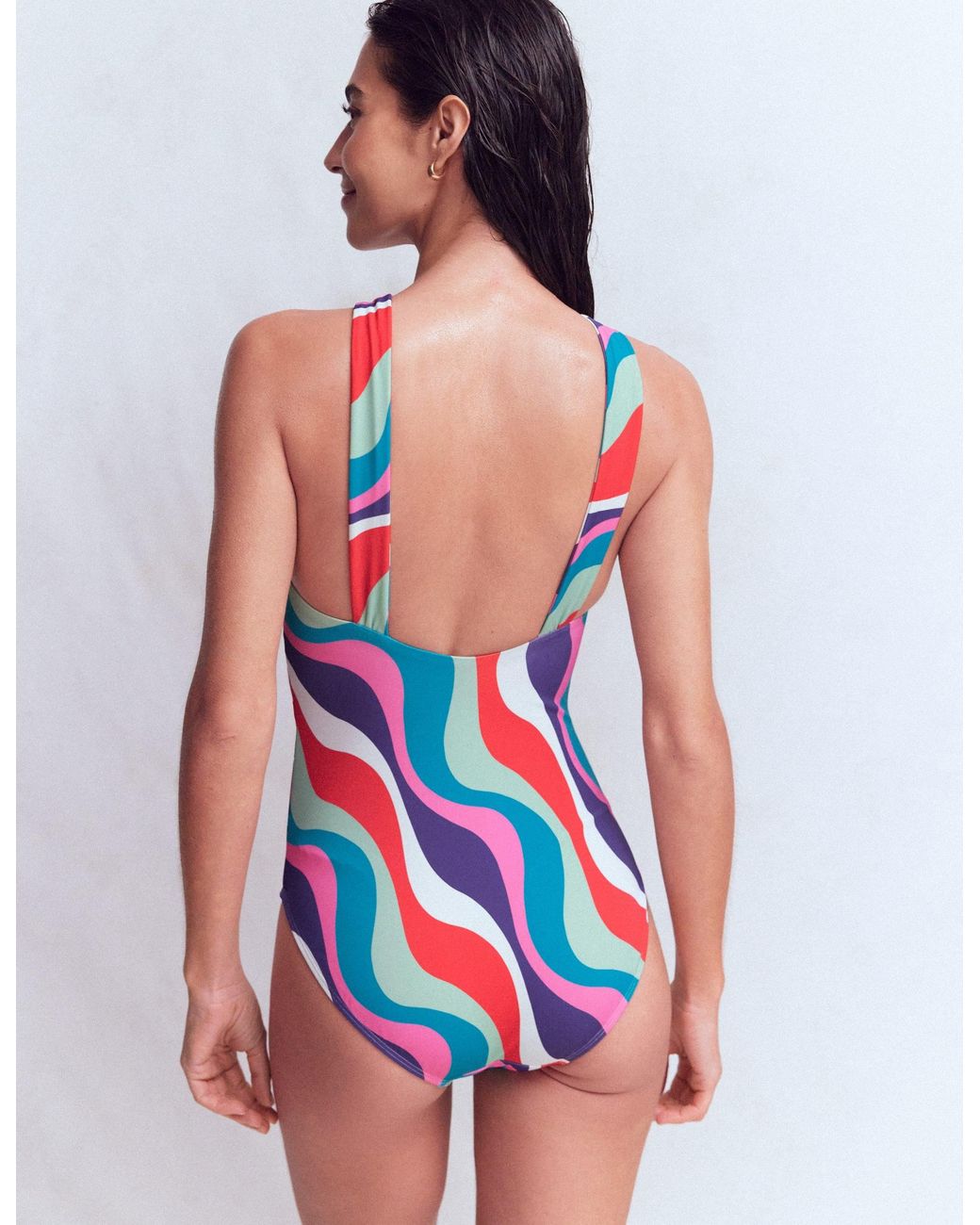 Boden Multicolor Pleated Strap Cross Swimsuit