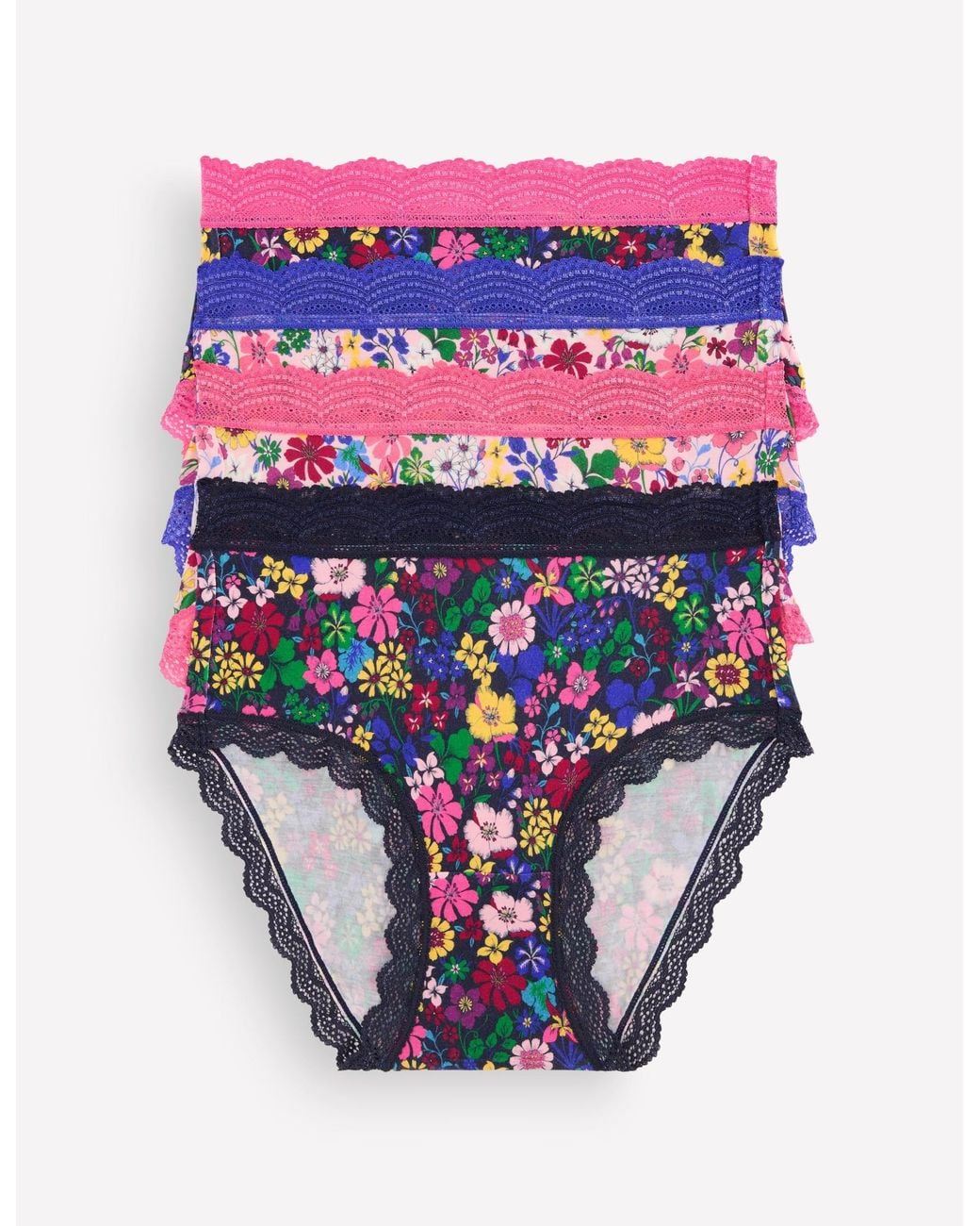 Boden White Stripe & Stare High Knickers