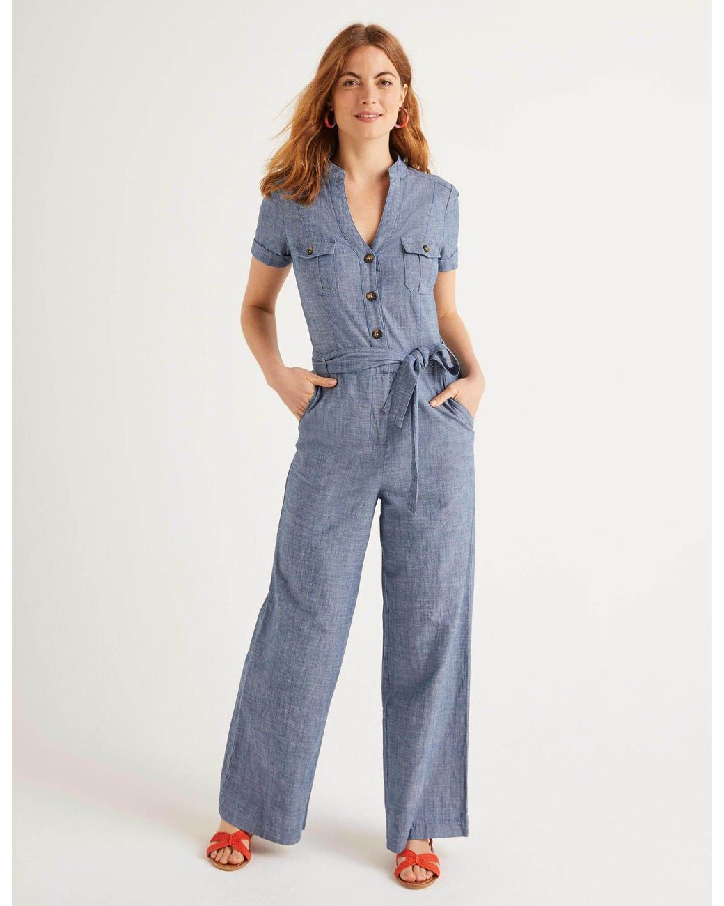 Boden Cotton Cecily Jumpsuit Chambray in Blue - Lyst