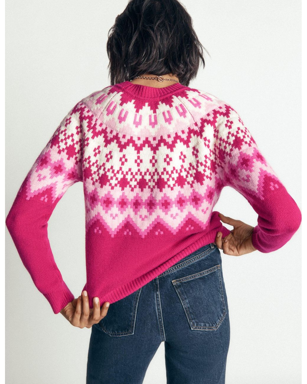 Boden Red Mae Fair Isle Knitted Sweater
