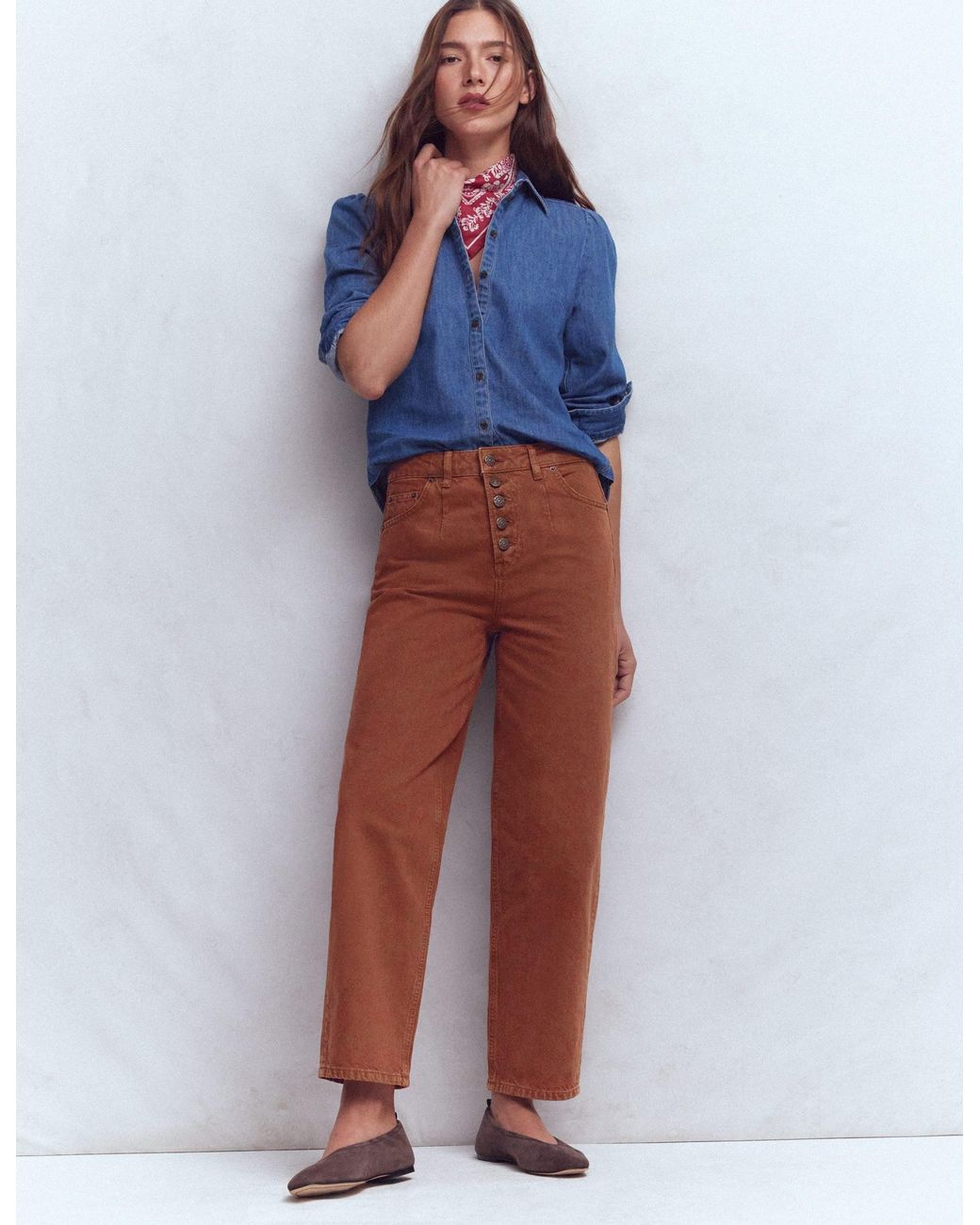Boden Multicolor Exposed Button Straight Jeans