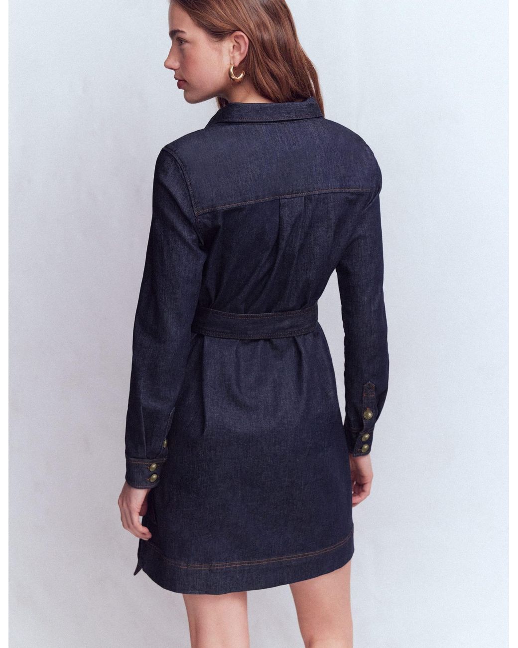Boden Multicolor Half Placket Denim Dress