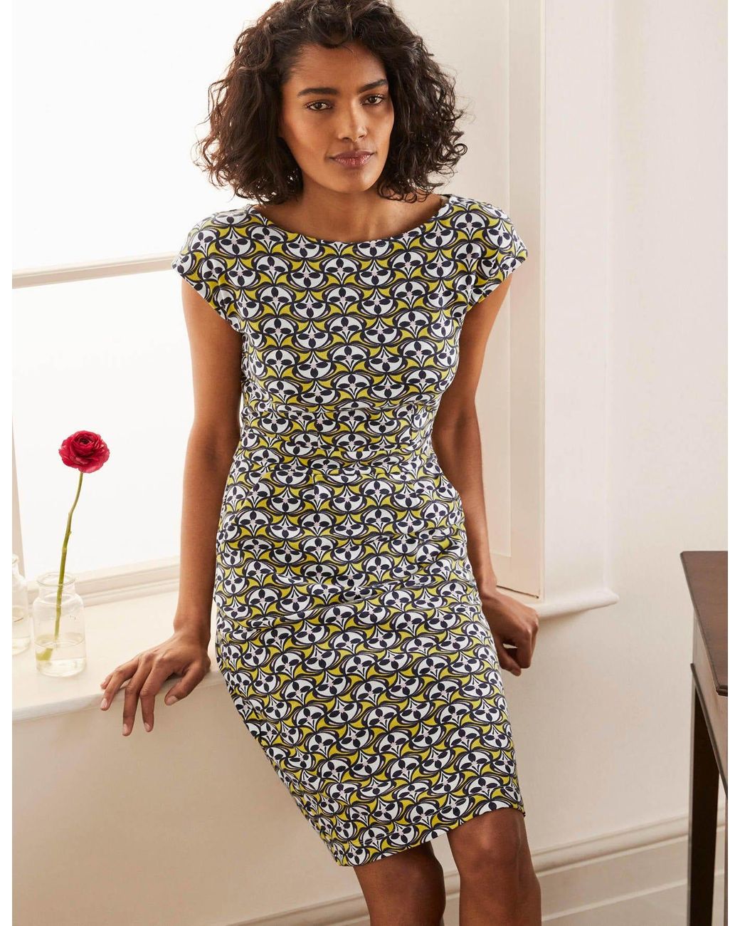 Boden Florrie Jersey Dress Olive Oil in Yellow | Lyst