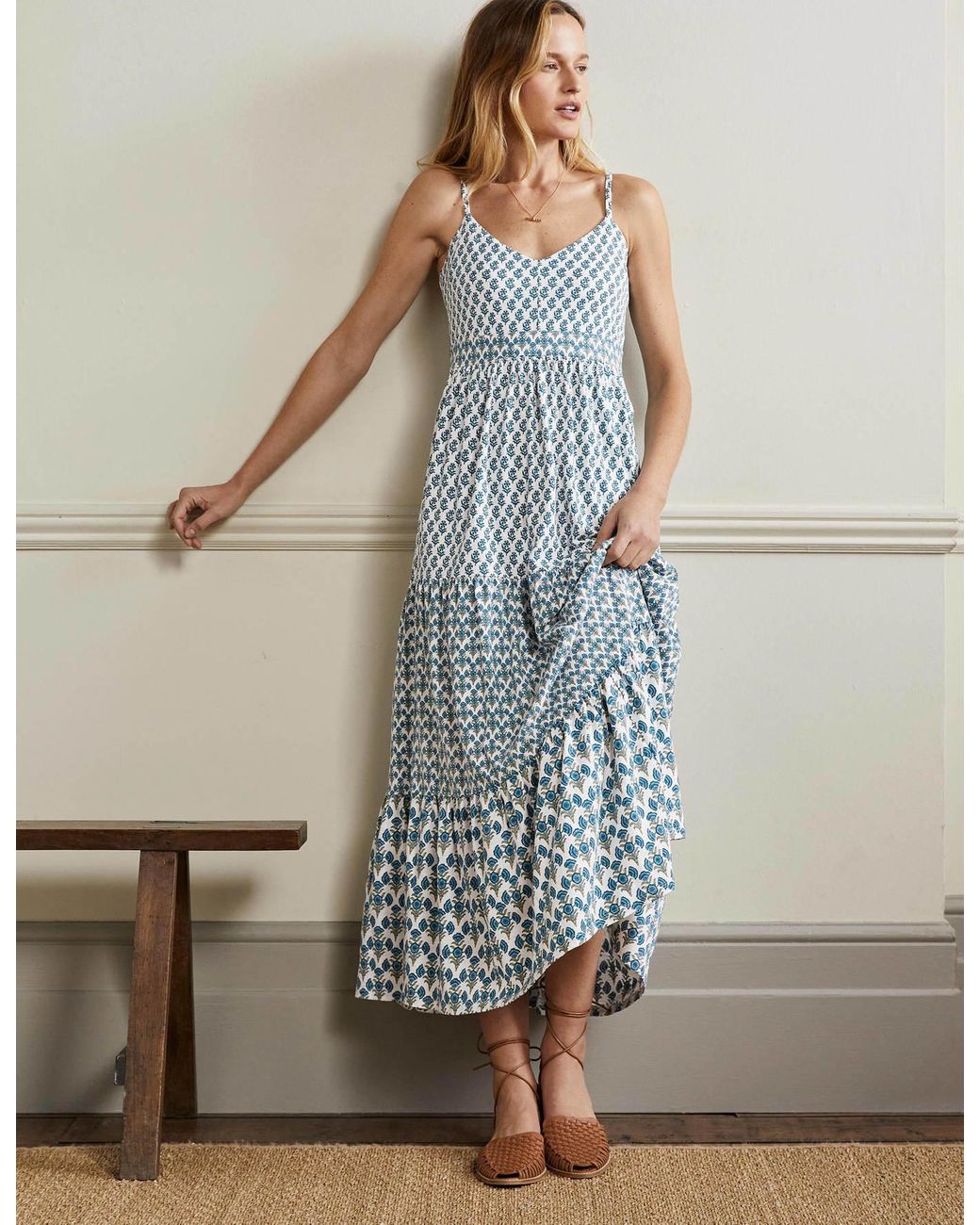 Boden Strappy Jersey Maxi Dress Chesapeake, Woodblock Bloom in Green Lyst