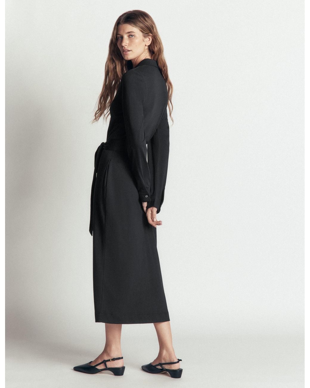 Boden Green Ruched Jersey Shirt Dress