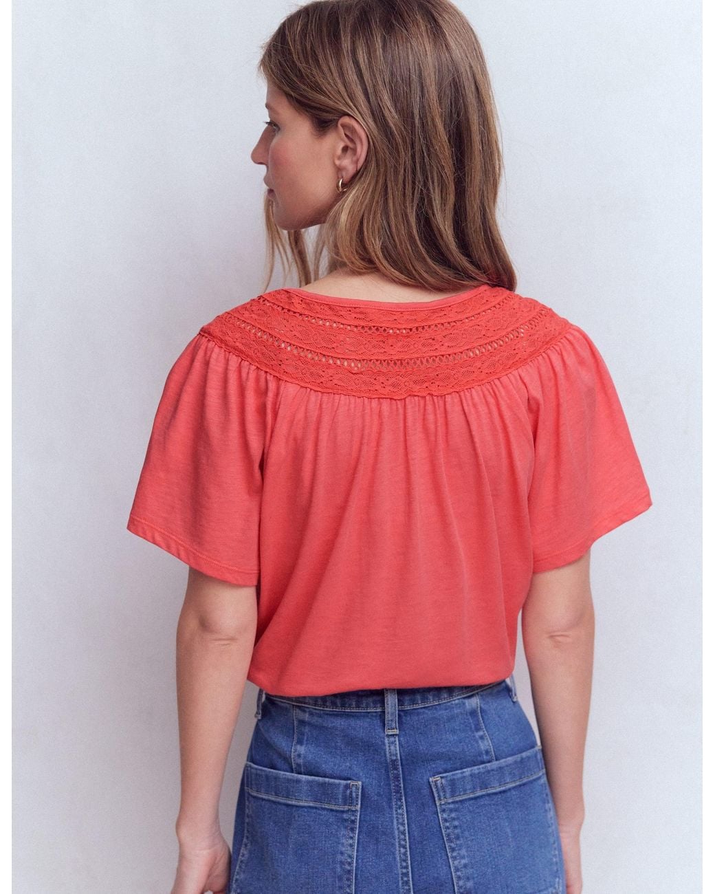 Boden Red Edi Trim Detail T-Shirt