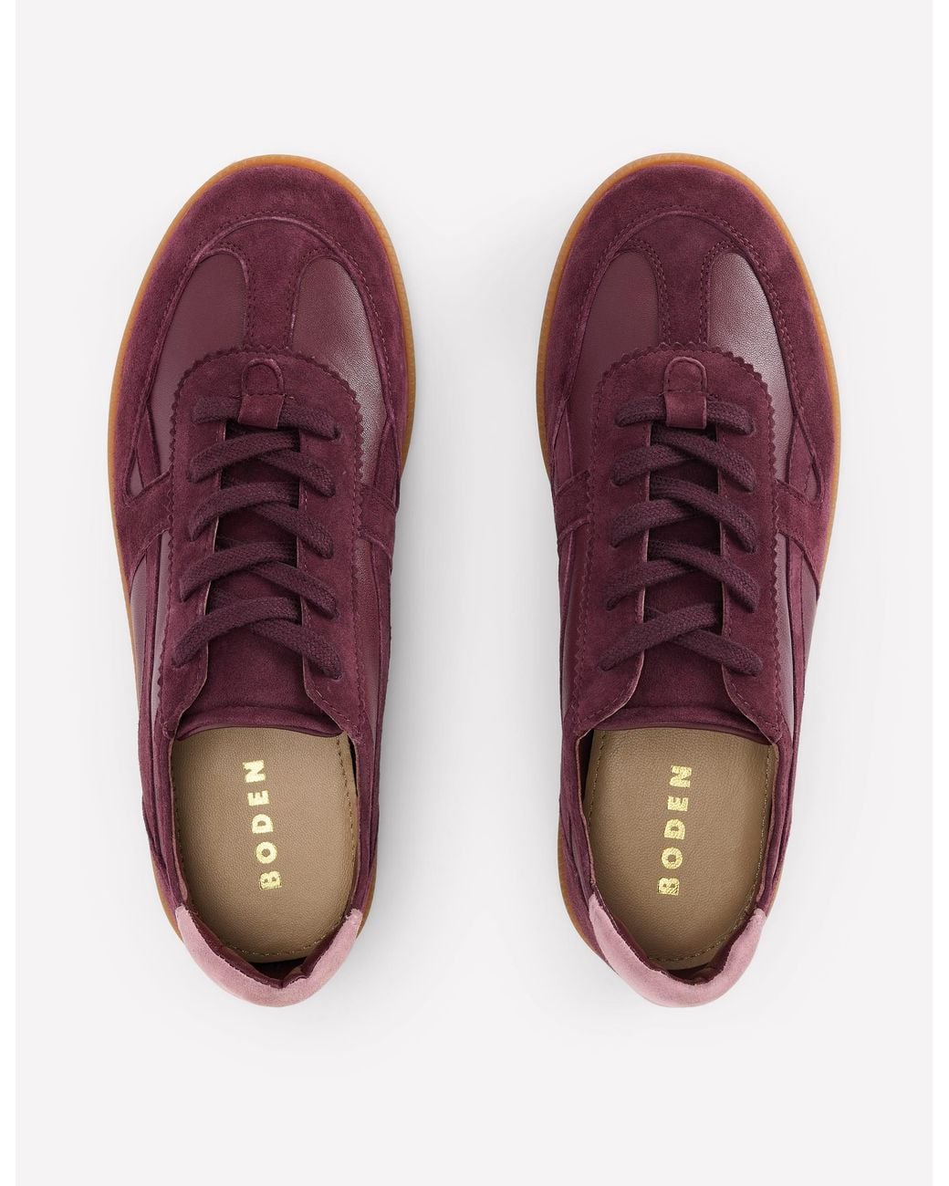 Boden Purple Leather Side Detail Trainer