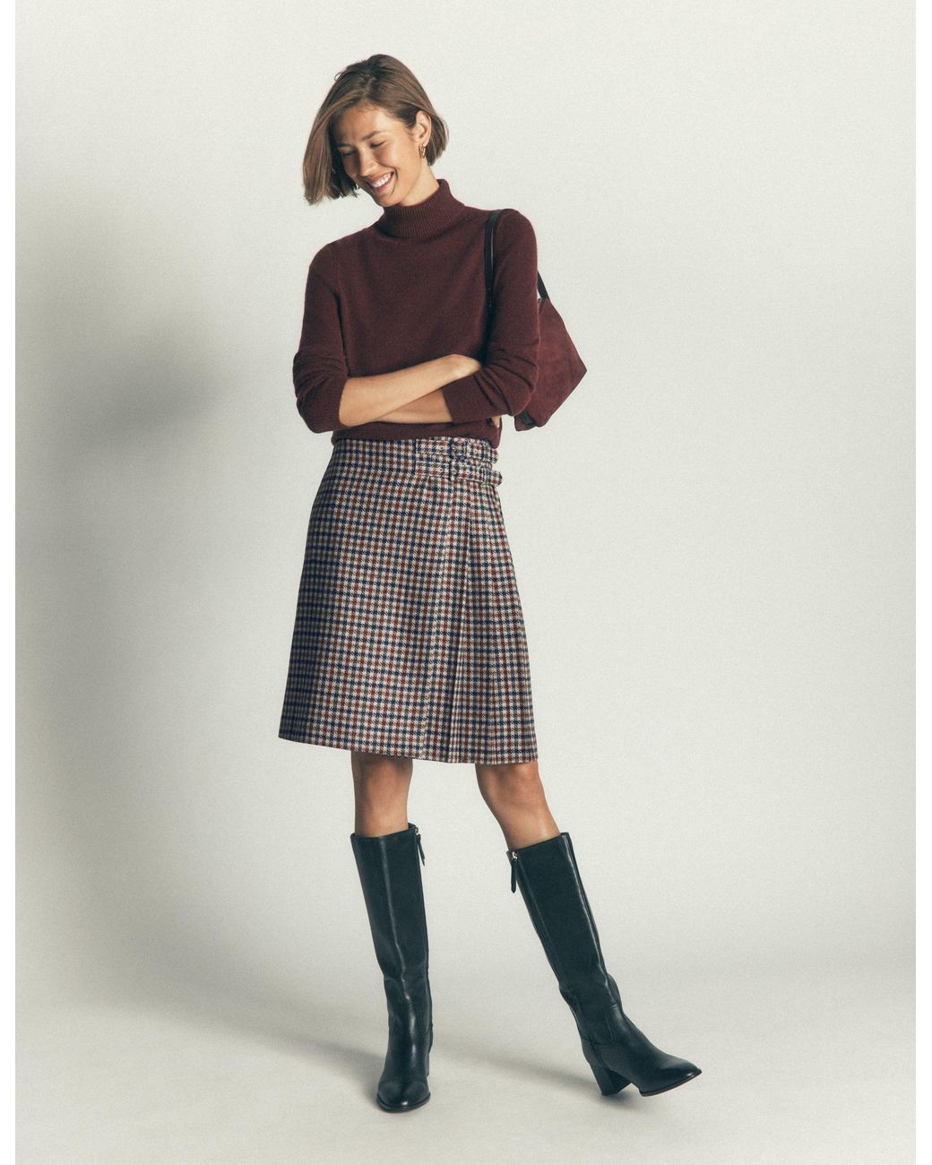 Boden Blue Vera Double Buckle Kilt