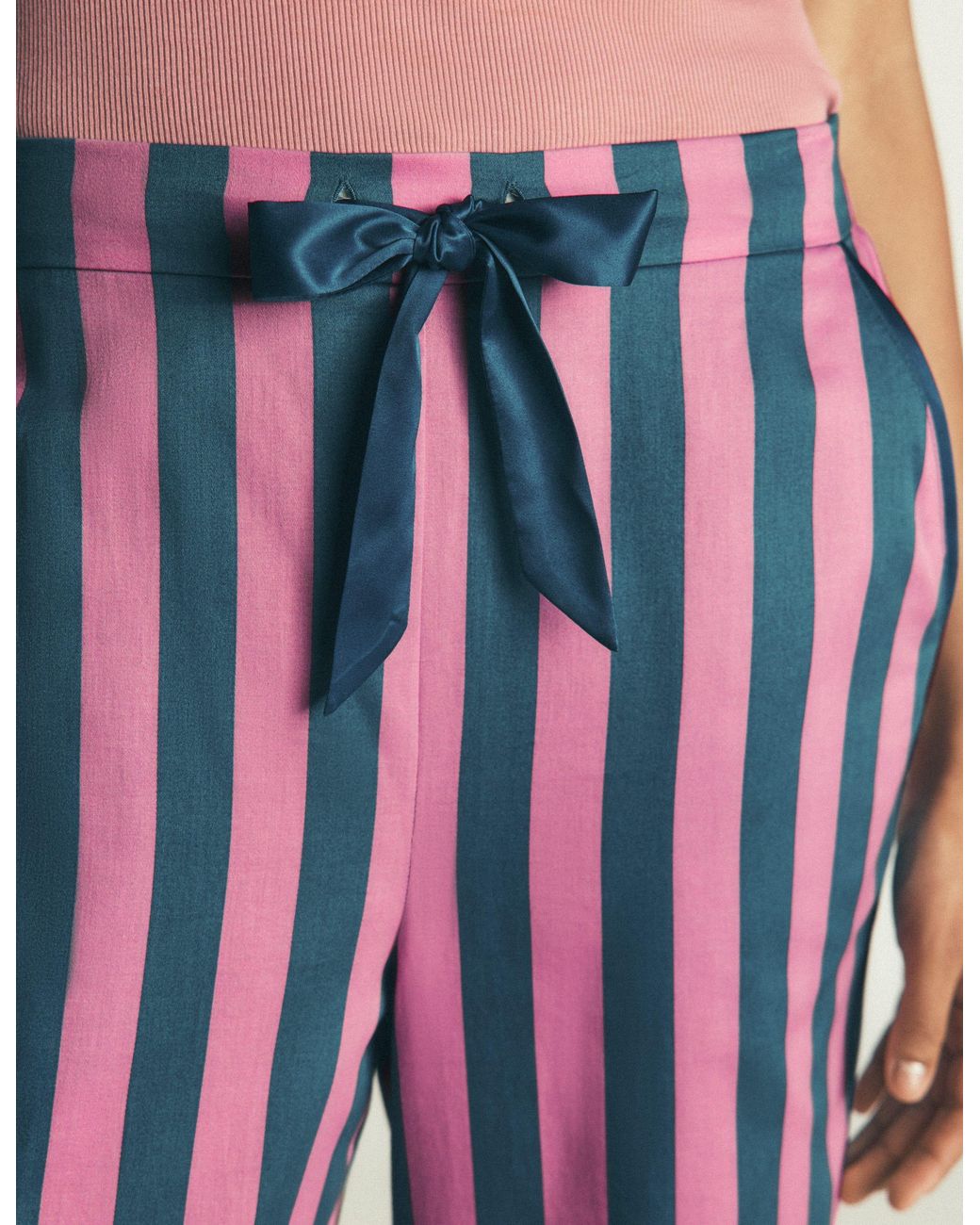 Boden Blue Cotton Pyjama Trousers-Bright, Woodblock Flower