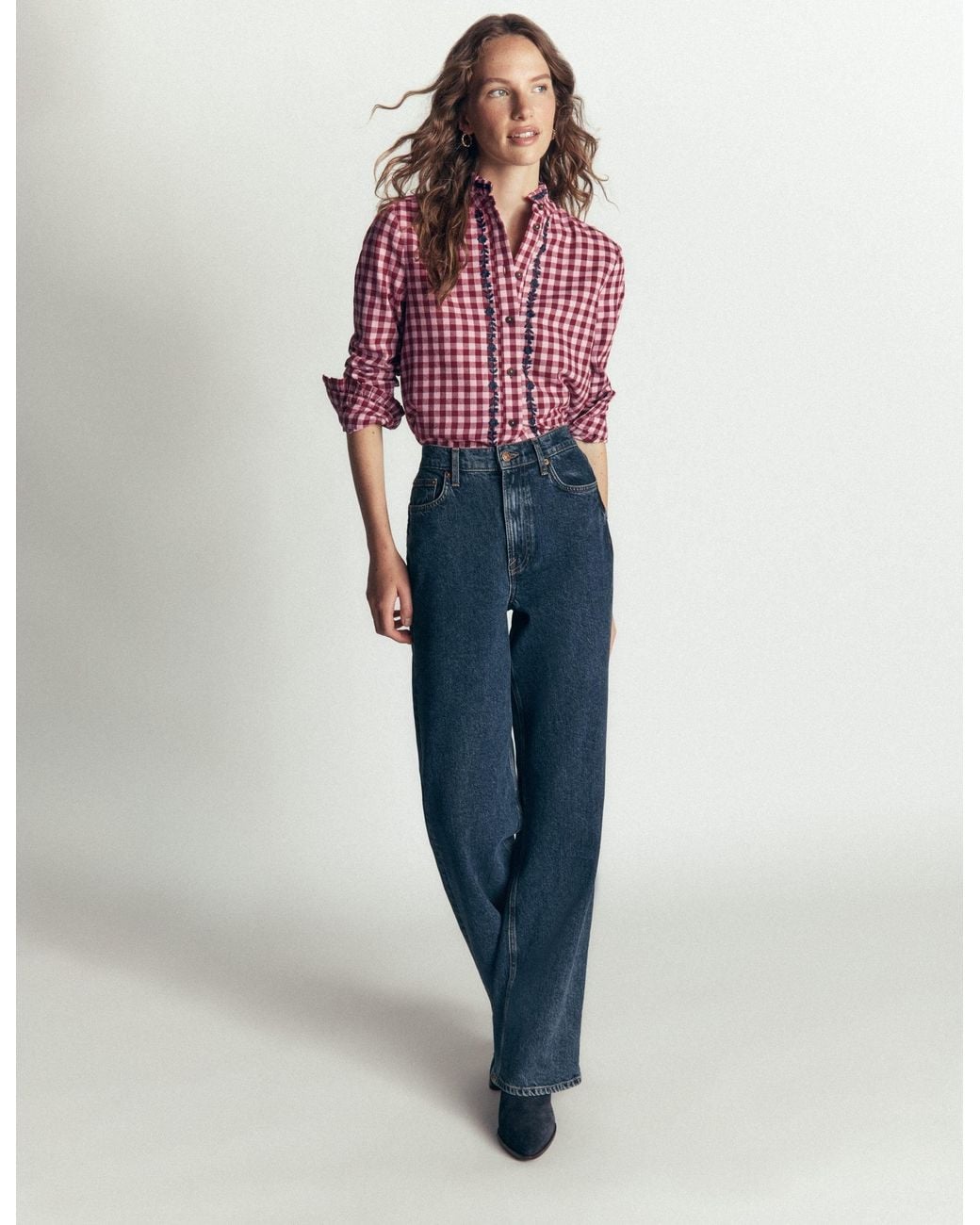 Boden Red Sienna Frill Cotton Shirt