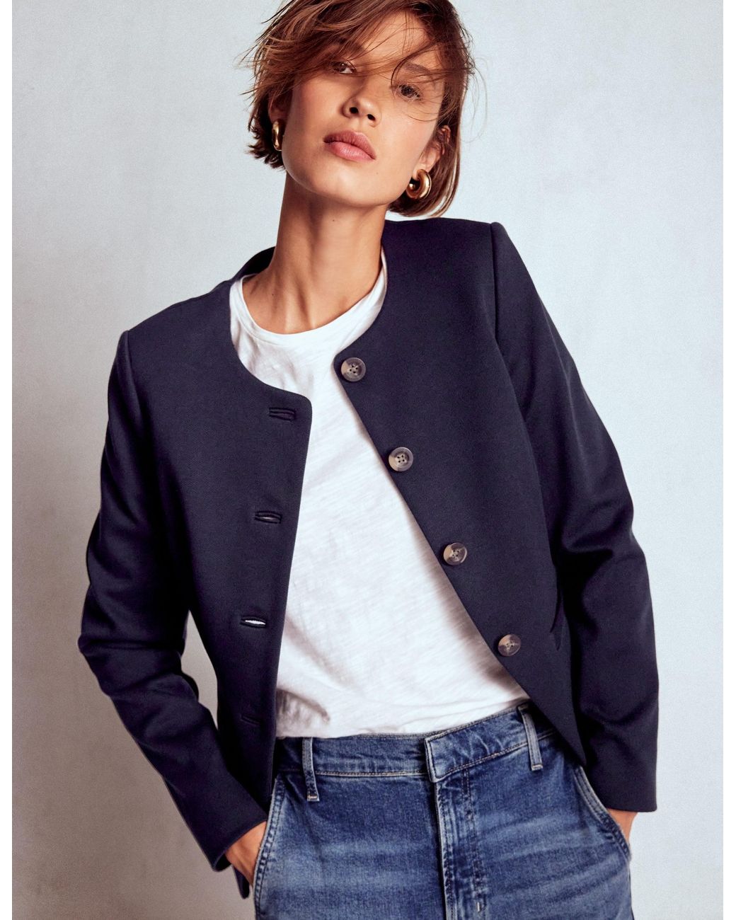 Boden Blue Hampstead Ponte Twill Blazer