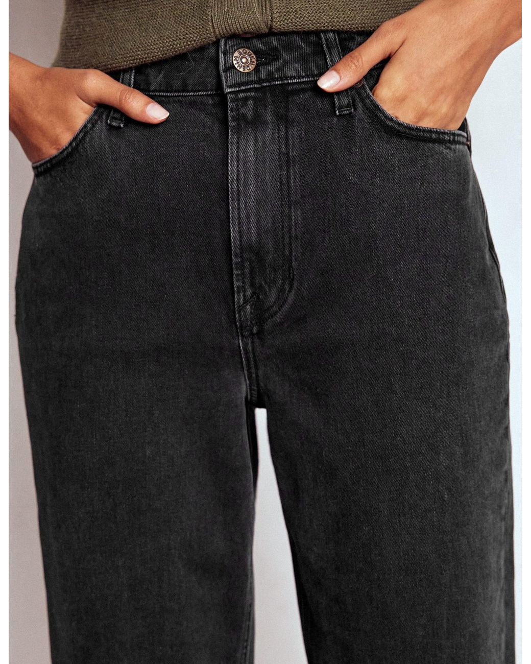 Boden Black Mid Rise Straight Leg Jeans