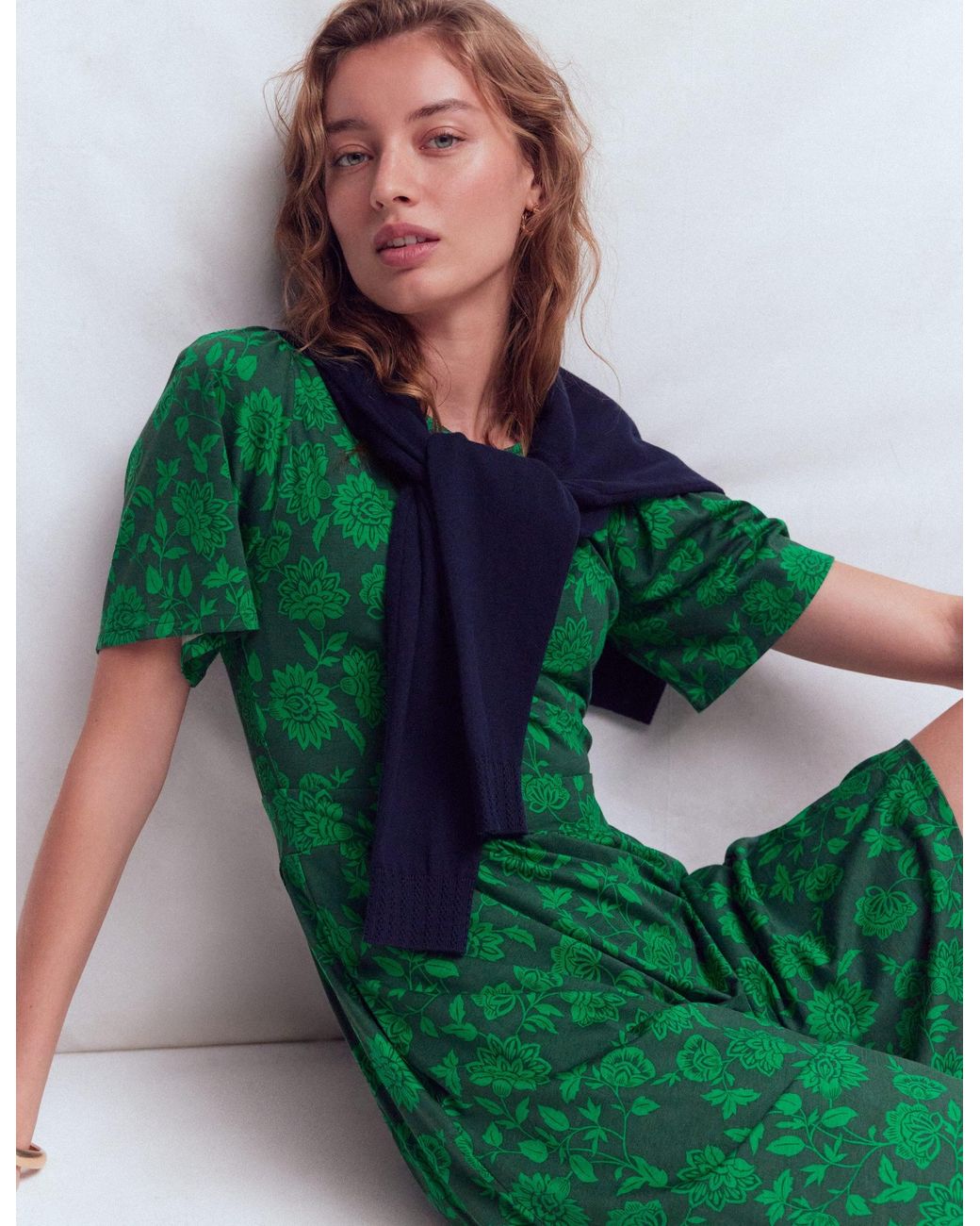 boden green jersey dress Louisa Short Dress- Lemonade, Bloom Mosaic in summer boden dresses