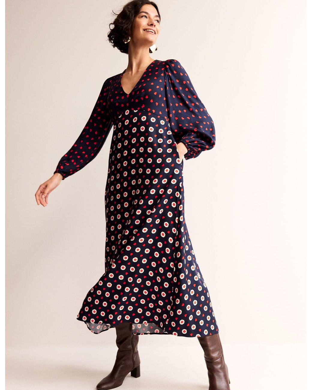 boden empire midi tea dress Empire Linen Tea Dress - Multi, Wildflower Trail