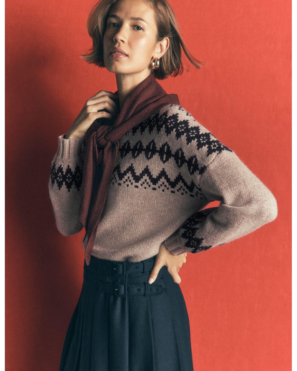Boden Natural Chunky Fair Isle Jumper