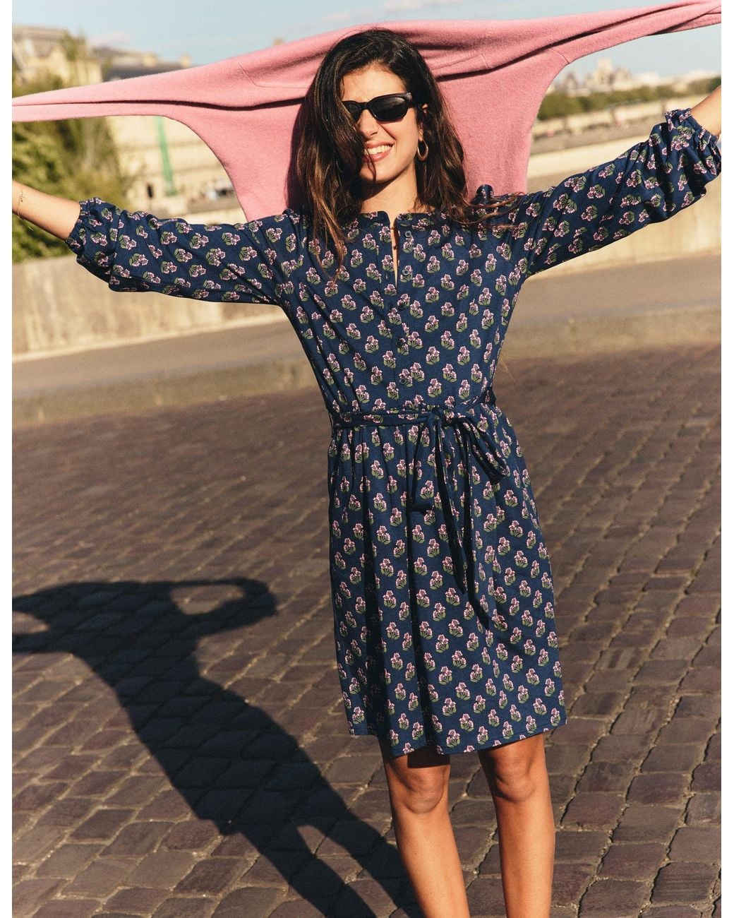 Boden Gray Adele Belted Jersey Dress