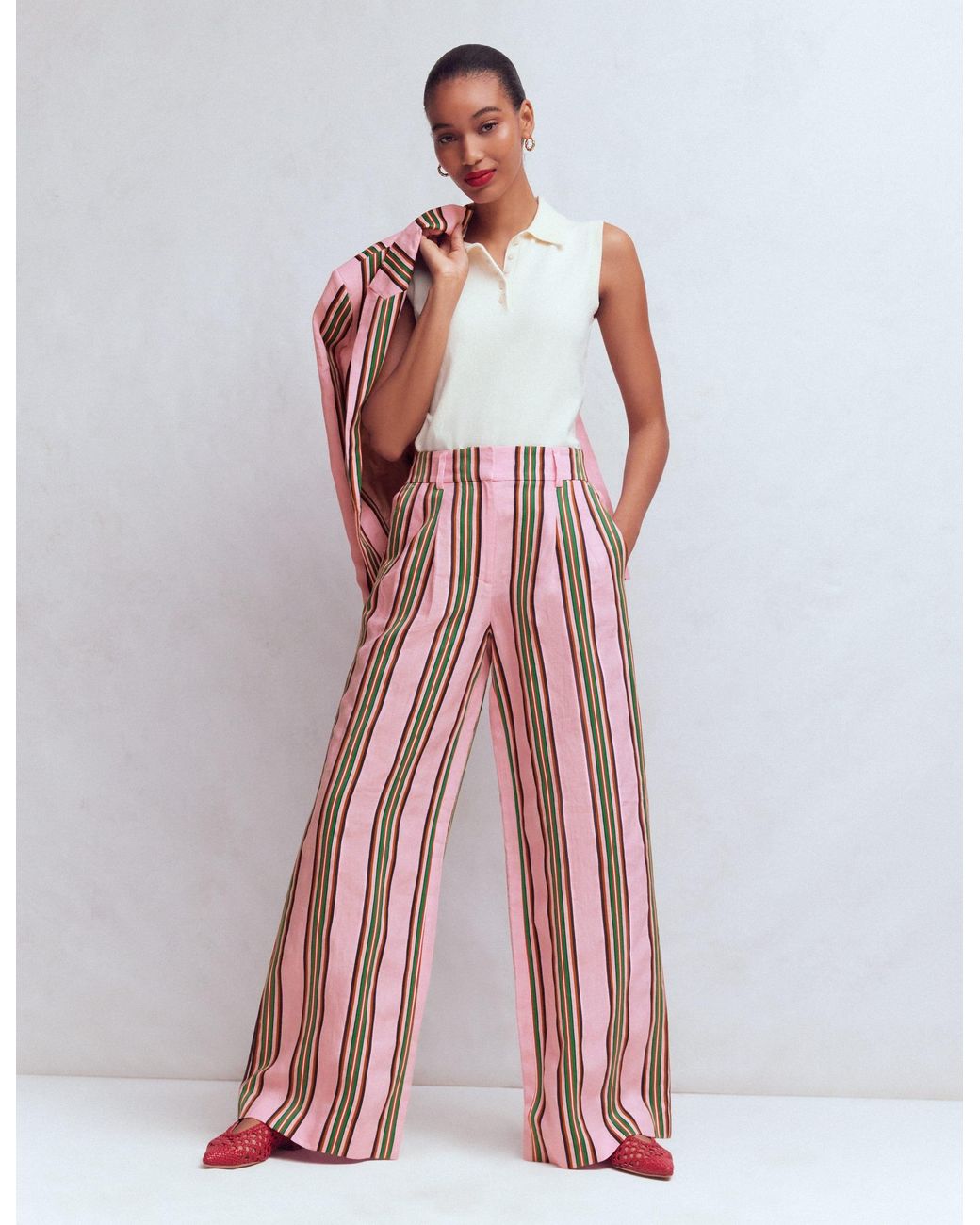 Boden Pink Kensington Linen Trousers