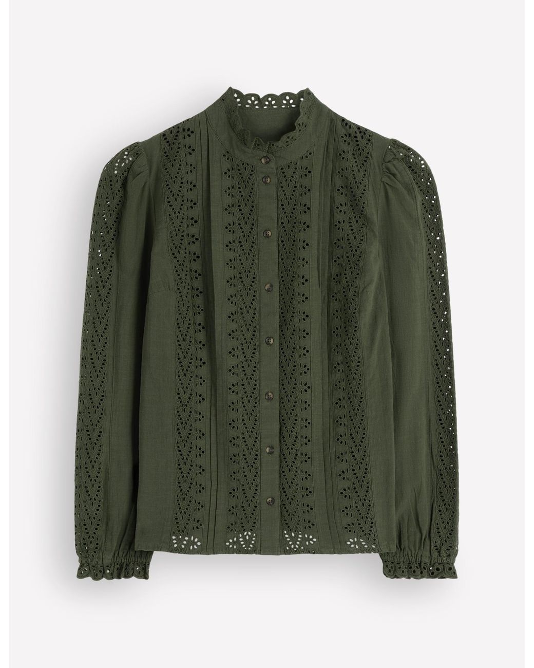 Boden Green Broderie Cotton Top
