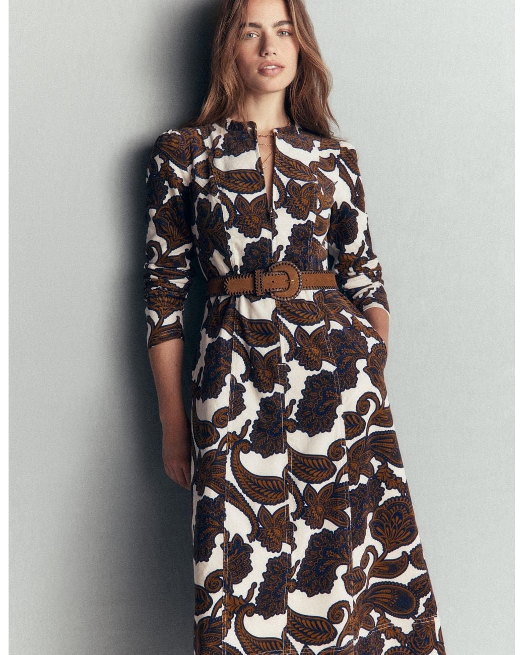 Boden White Una Cord Midi Dress