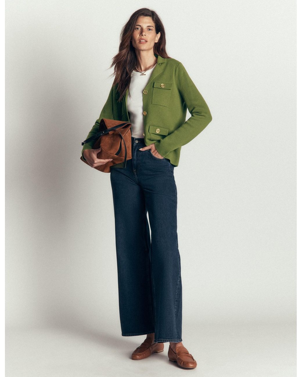 Boden Green Phoebe Collared Knitted Jacket
