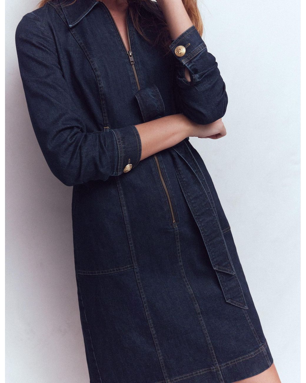 Boden Blue Zip Denim Short Dress