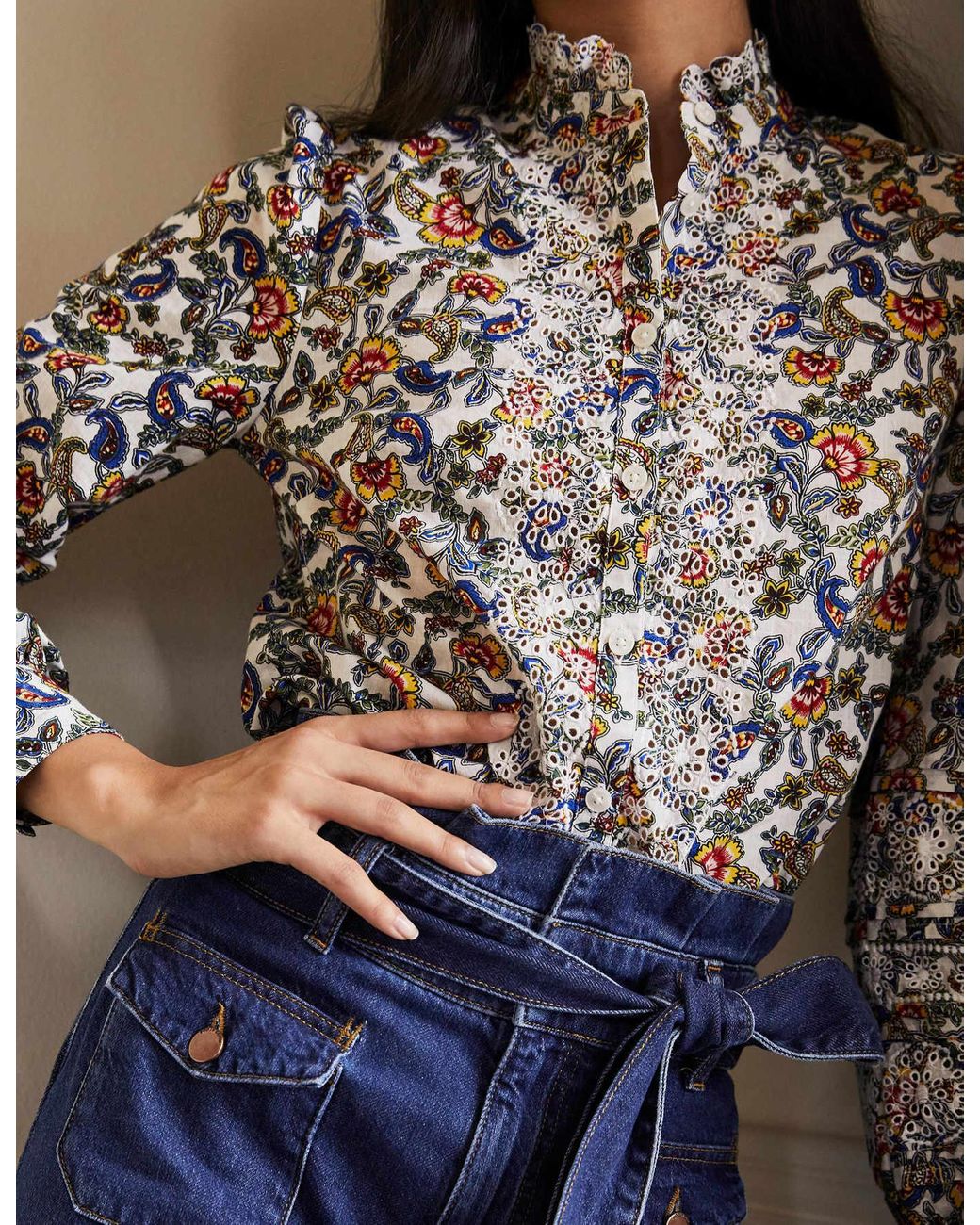 boden blouse size 20 multi-floral colour 100% cotton