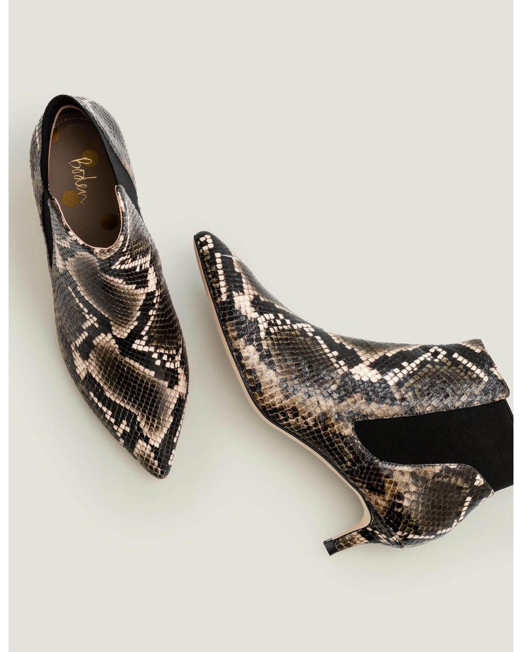 Boden Leather Elsworth Kitten Ankle Boots Multi Snake in Grey (Gray) | Lyst
