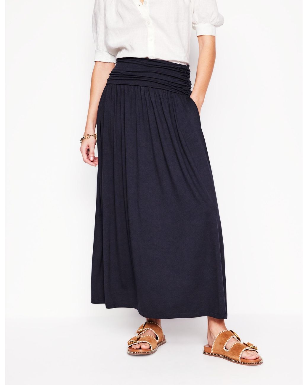 Boden Blue Rosaline Jersey Skirt, Petal Terrace