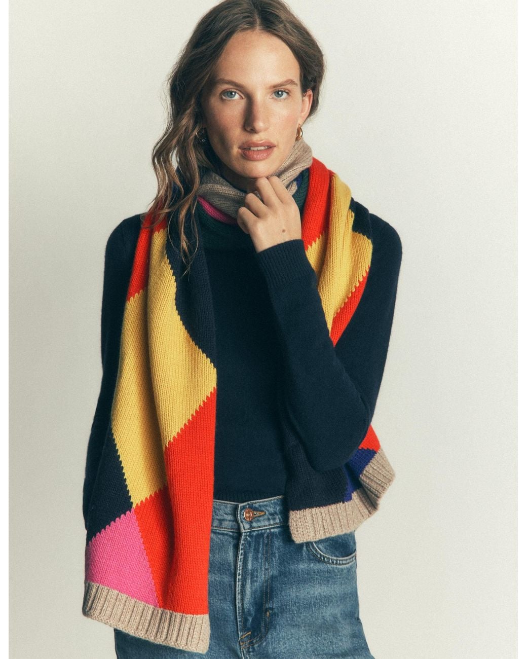 Boden White Knit Scarf