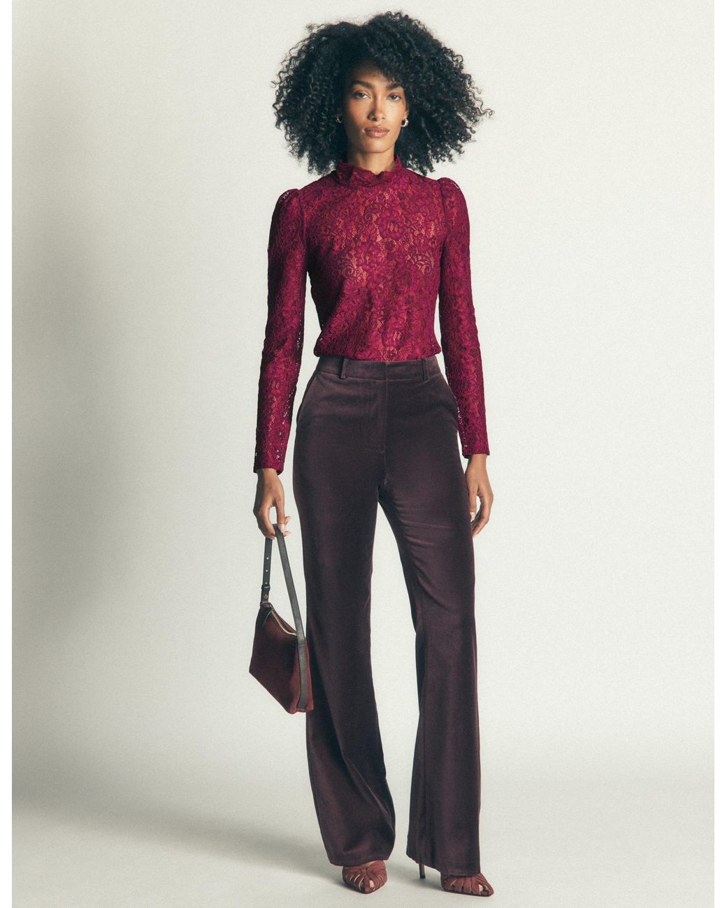 Boden Red Lace Detail Top