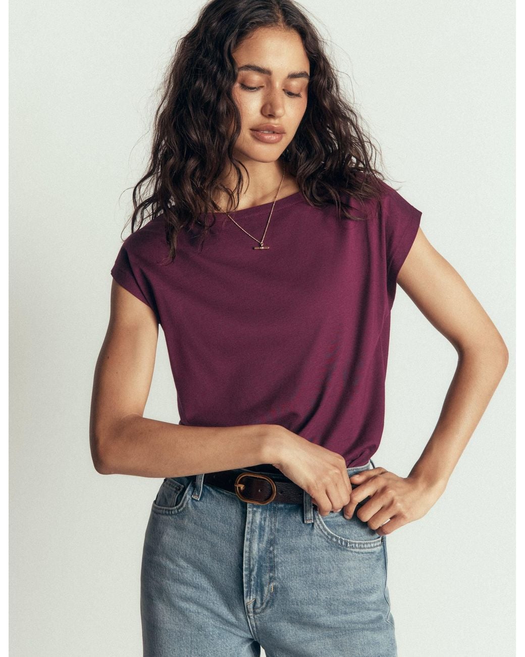 Boden Brown Supersoft Slash Neck T-Shirt